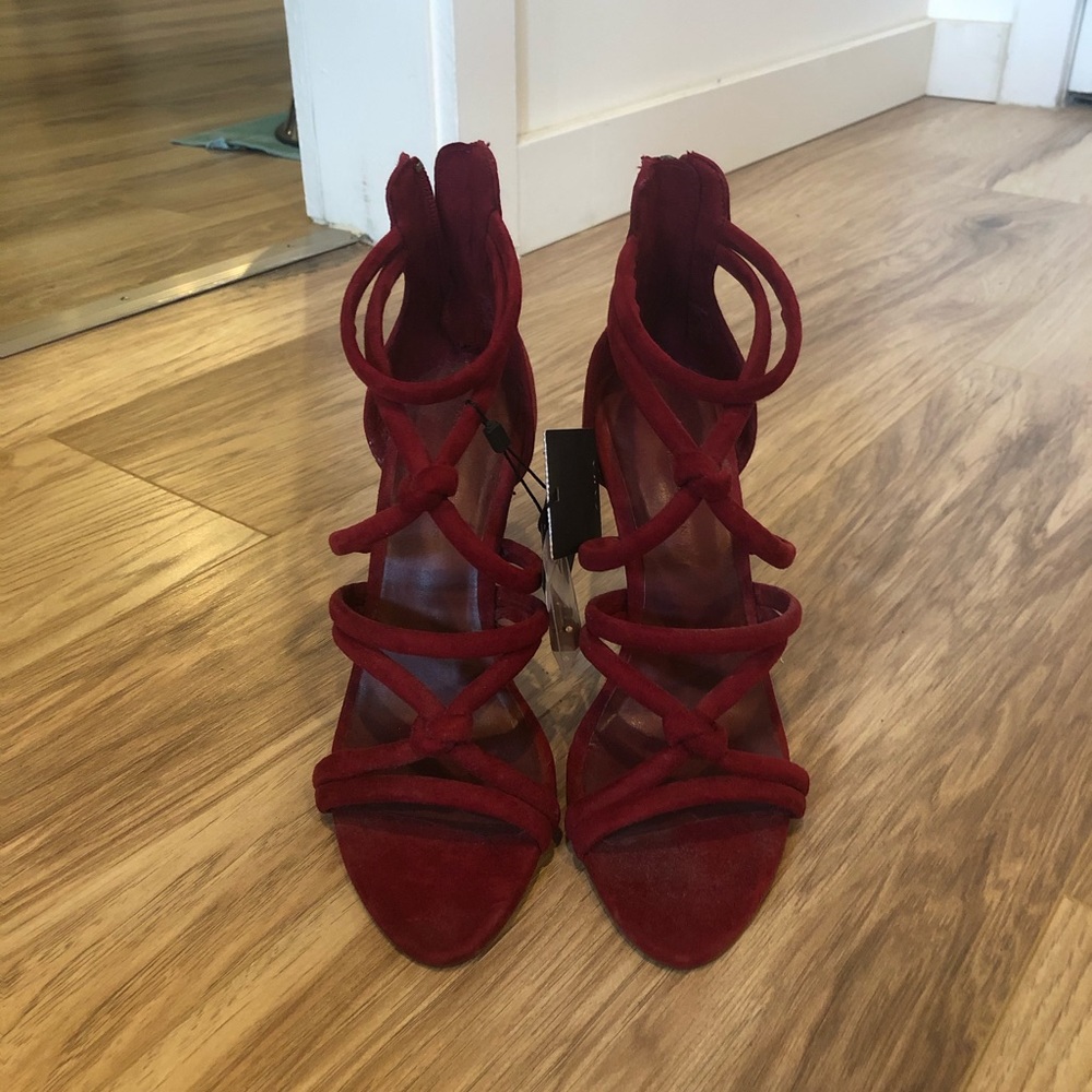 Brand new Zara red faux suede heels size 38
